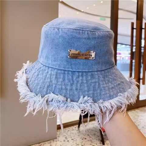 Jean Fisherman Hat for Women - Lightweight Frayed Edge Bucket Hat