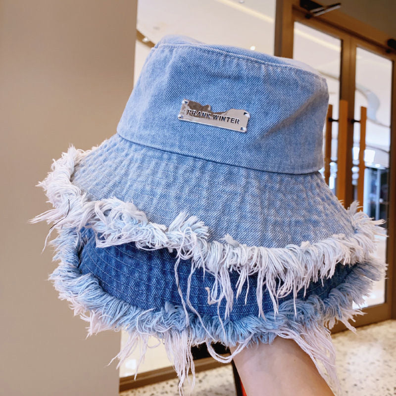 Jean Fisherman Hat for Women - Lightweight Frayed Edge Bucket Hat