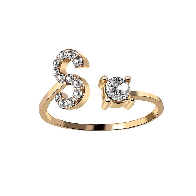 New Design Adjustable 26 Initial Letter Ring