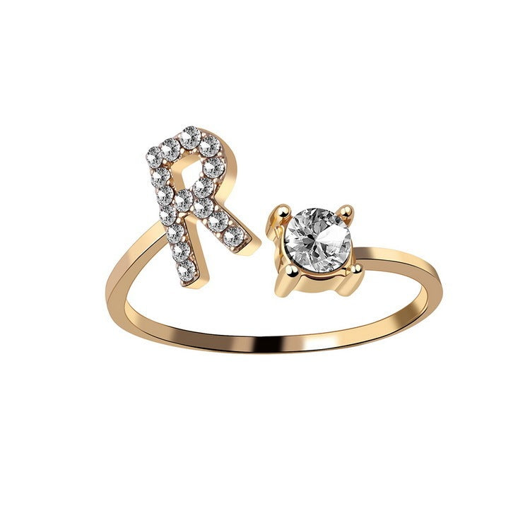 New Design Adjustable 26 Initial Letter Ring