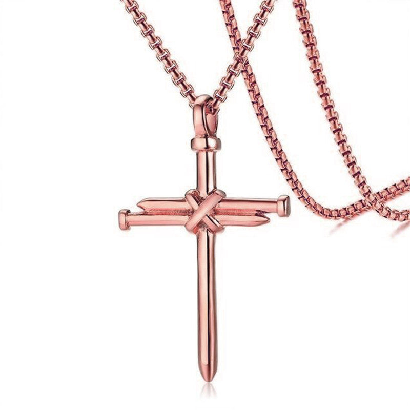 Steel Gold Black Cross Pendant Necklace – Fashion Jewelry for Men