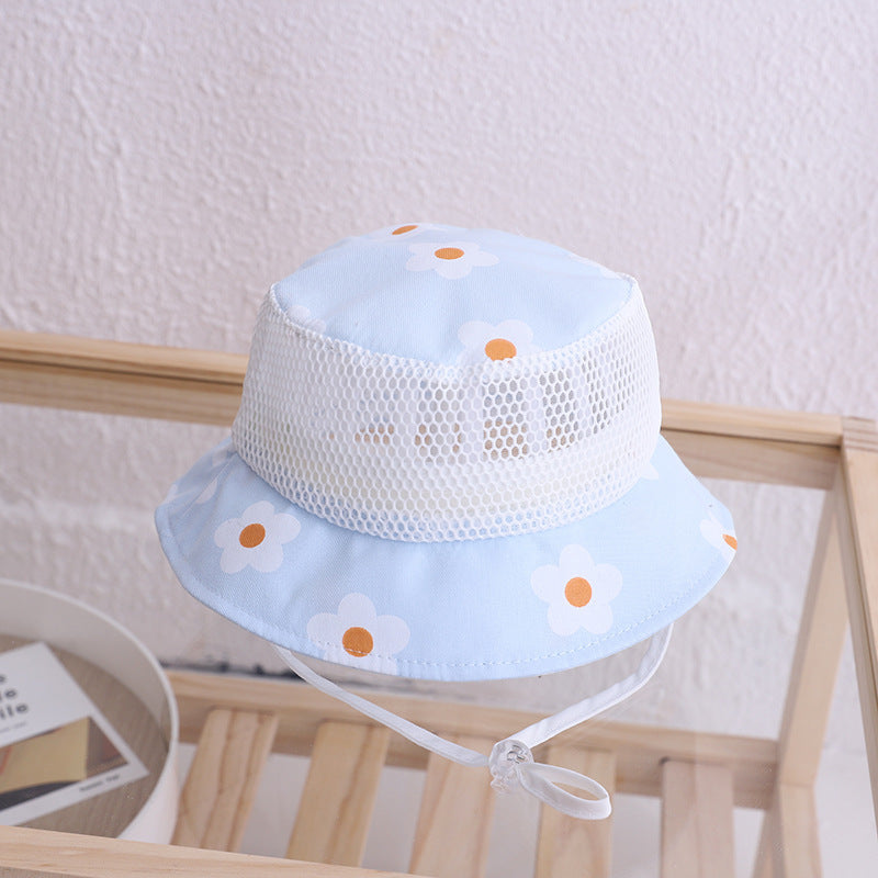 Floral Baby Bucket Hat - Summer Mesh Cap for Girls