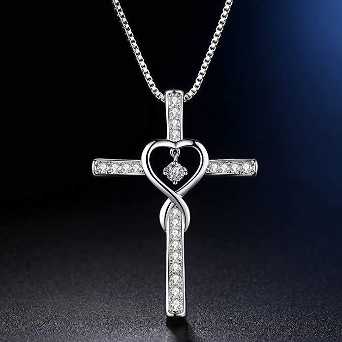 Infinity Love Christian Cross Pendant Necklace