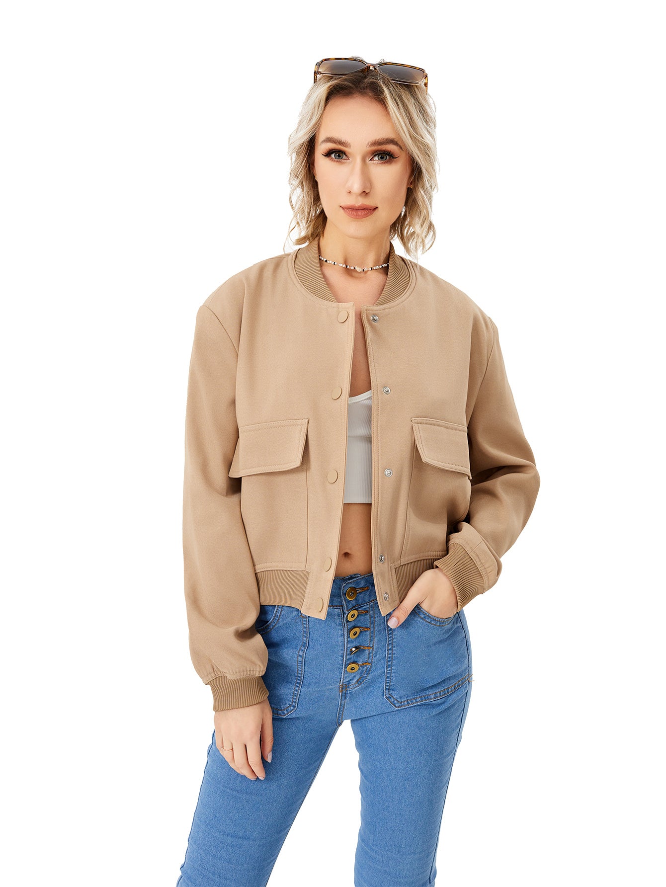 Womens Cropped Bomber Jacket