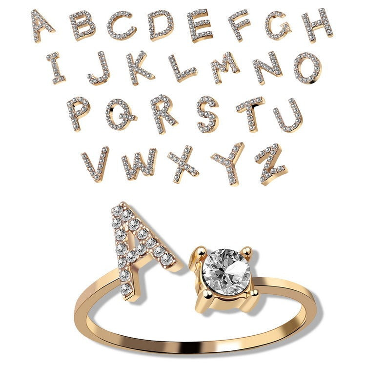 New Design Adjustable 26 Initial Letter Ring