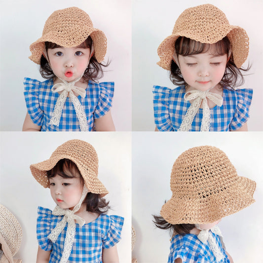 Kids Breathable Lace Bucket Hat - Sunscreen Protection