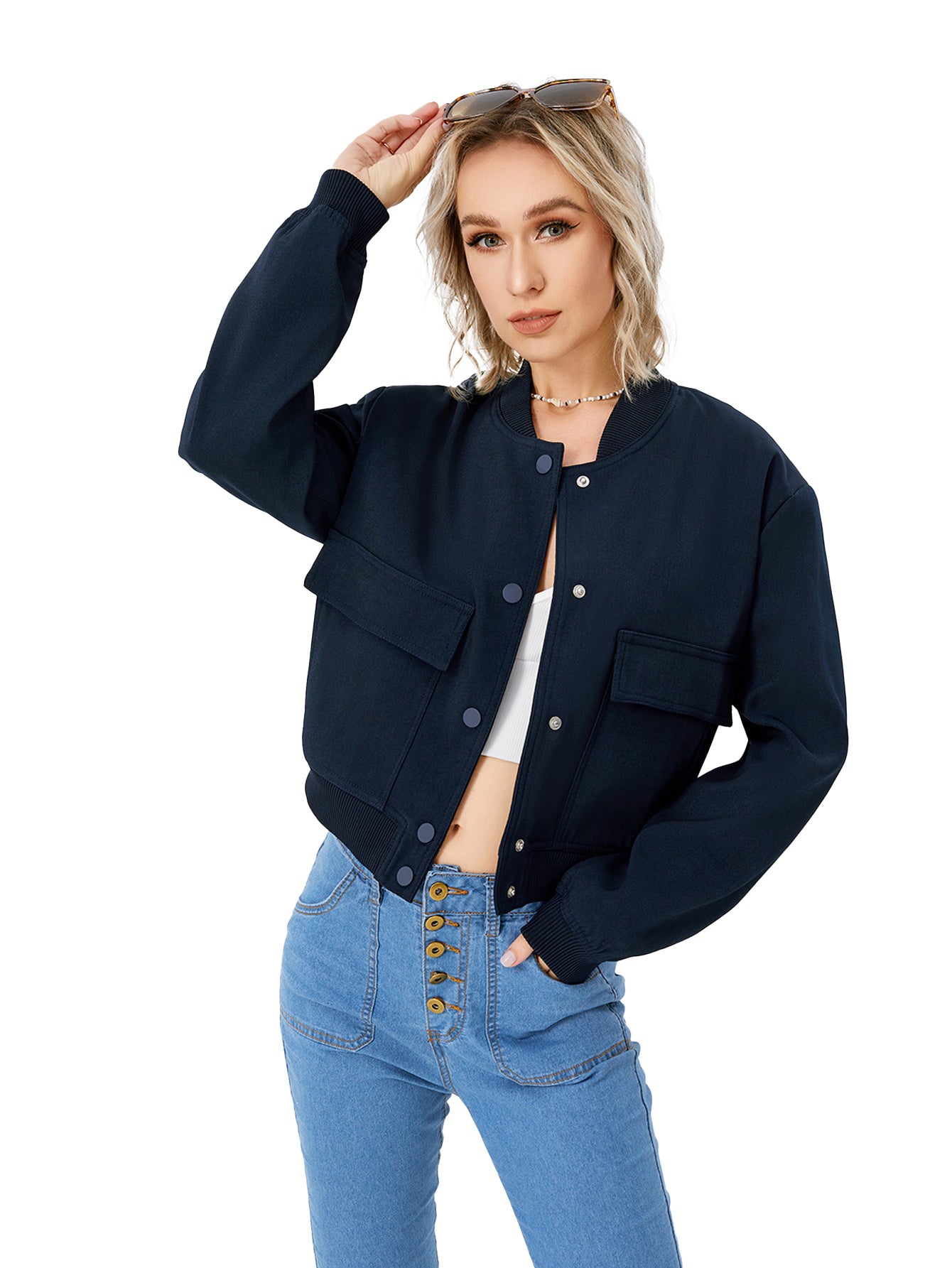 Womens Cropped Bomber Jacket