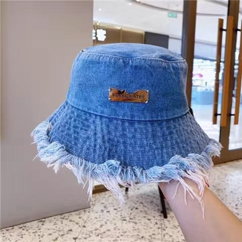 Jean Fisherman Hat for Women - Lightweight Frayed Edge Bucket Hat