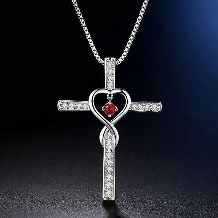 Infinity Love Christian Cross Pendant Necklace