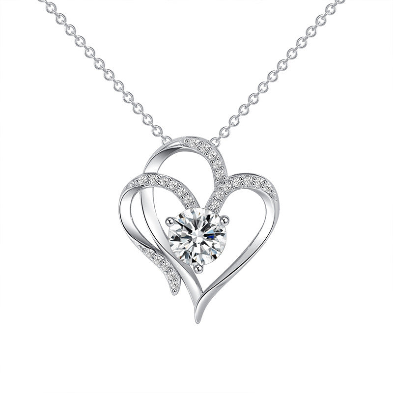 Zircon Double Love Necklace – Heart-Shaped Jewelry for Women