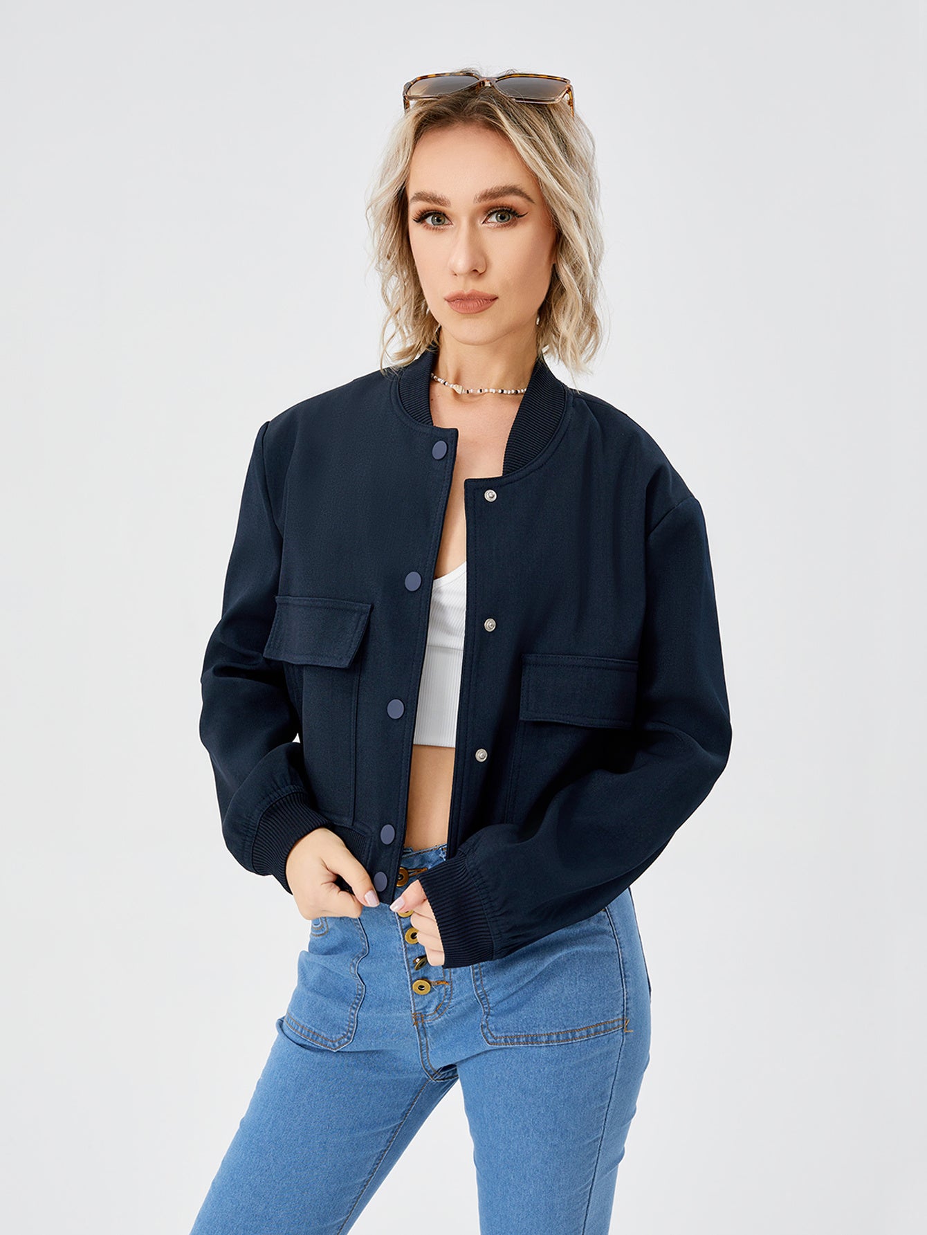 Womens Cropped Bomber Jacket