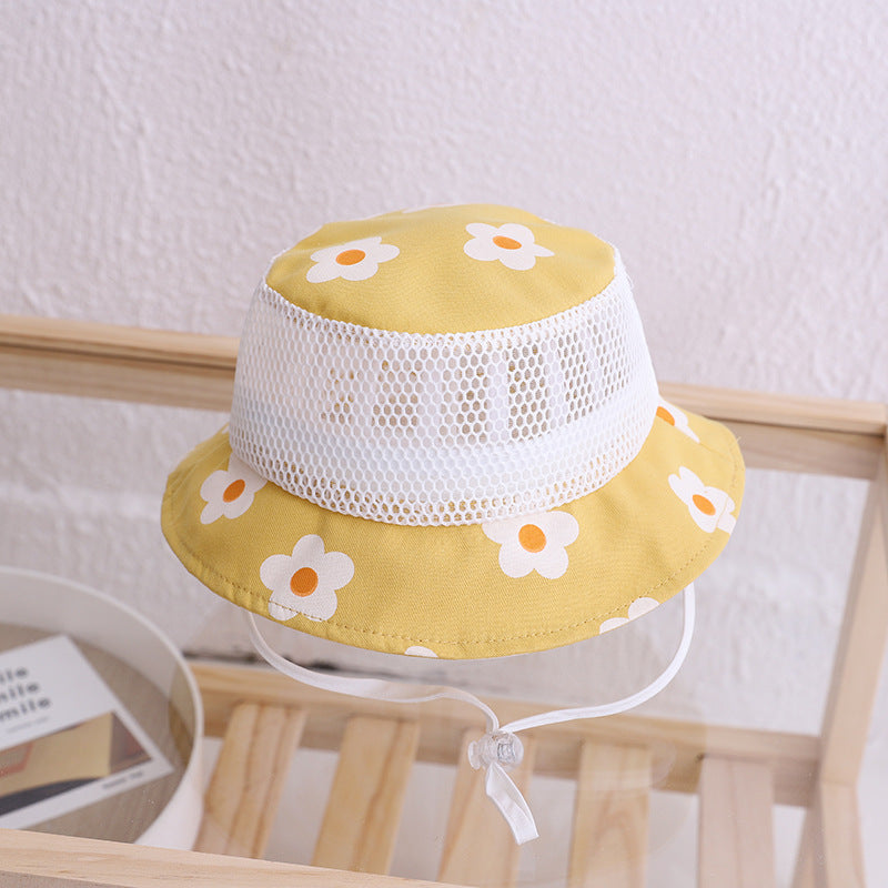 Floral Baby Bucket Hat - Summer Mesh Cap for Girls