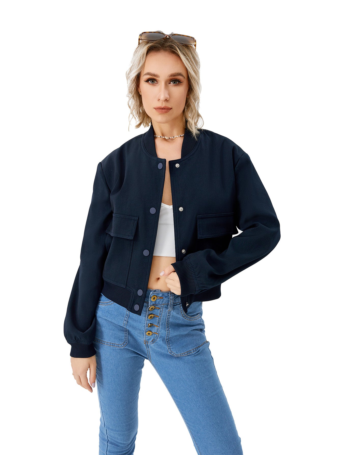 Womens Cropped Bomber Jacket