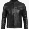 mens-four-pockets-black-leather-trucker-jacket