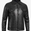 mens-four-pockets-black-leather-trucker-jacket