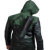 Stephen Amell Hooded Leather Jacket