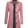 womens-real-leather-pink-button-down-car-coat