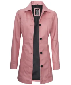 womens-real-leather-pink-button-down-car-coat