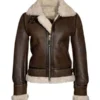 Aviator Womens Distressed Brown Jacket