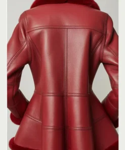 Shearling Leather Coat with Flared Hem