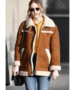 Elegant Karen Gillan Leather Jacket Coat