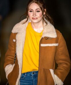 Elegant Karen Gillan Leather Jacket Coat