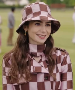 Emily in Paris Emily Cooper Checkered Trench Coat