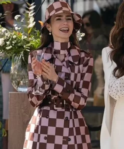 Emily in Paris Emily Cooper Checkered Trench Coat