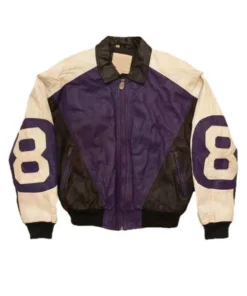 Michael Hoban 8 Ball Purple And Black Leather Jacket