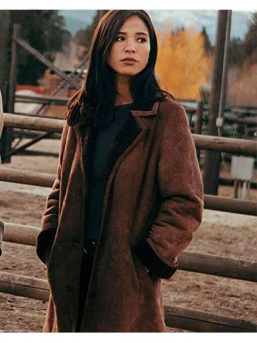 Monica Dutton Yellowstone Brown Shearling Coat