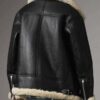 Women’s Aviator Ivory Shearling Black Leather Jacket