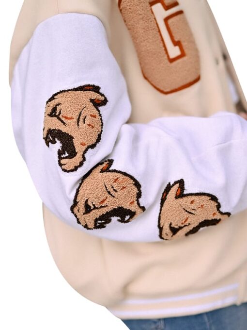 The Wild Beige Letterman Varsity Jacket