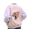 The Wild Beige Letterman Varsity Jacket