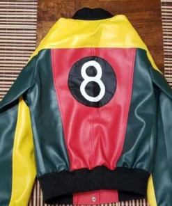 Women 8 Ball Pool Leather Bomber Jacket
