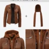 Women's Cognac Brown Hooded Leather Jacket
