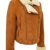 Womens Genuine Sheepskin Shearling Leather Jacket
