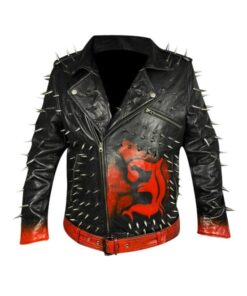 All Elite Wrestling Chris Jericho Leather Black Jacket With Spikes