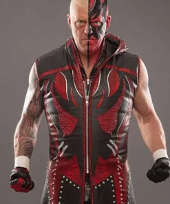 All Elite Wrestling Dustin Rhodes Red & Black Hooded Coat