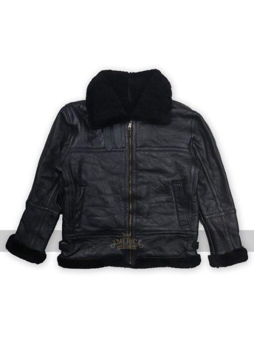 B3 Aviator Bomber Sheepskin Black Jacket