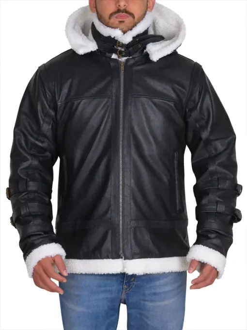 B3 Bomber Shearling Black Hoodie Jacket