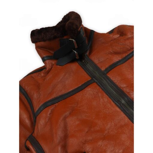 Men’s B3 Bomber Real Leather Brown Shearling Jacket