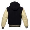 Black and Cream Hooded Varsity Jacket