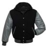 Black and Grey Hooded Varsity Jacket