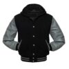 Black and Grey Hooded Varsity Jacket