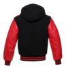 Black and Red Hooded Varsity Jacket