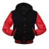 Black and Red Hooded Varsity Jacket