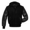 Black Hooded Varsity Jacket