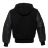 Black Hooded Varsity Jacket