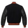 Black with Orange Knit Trim Varsity Jacket