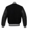 Black with White Knit Trim Varsity Jacket